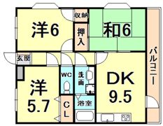 ジーク甲子園口Iの間取り画像