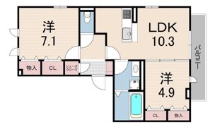WEST GARDEN COURT1の間取り画像