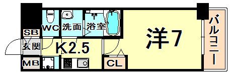 プレサンス三宮東フィールの間取り画像