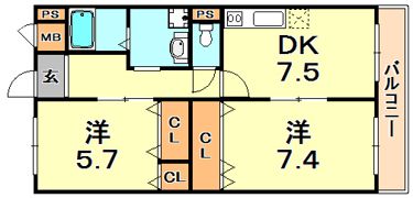 甲南タマタニマンションの間取り画像