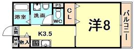 オリーブ甲東園の間取り画像