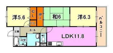 メルベーユ朝日ヶ丘の間取り画像