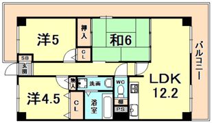 グレンツェント甲東園の間取り画像