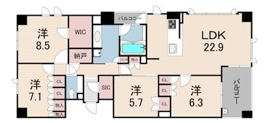 パークシュロス芦屋の間取り画像
