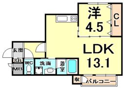 YAO.RE甲子園の間取り画像