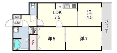 エルベコート東園田の間取り画像