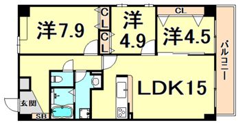 ロジュマンヴェール若草の間取り画像