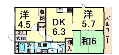 ルシェ-ル武庫之荘の間取り画像