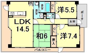 ヴェルビュ上甲子園II番館の間取り画像
