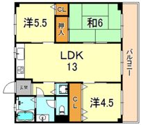 六甲篠原マンションの間取り画像