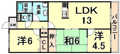 ジュネス武庫之荘Iの間取り画像