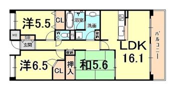 甲子園六石町ハイツの間取り画像