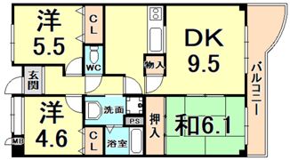 グレース門戸荘の間取り画像