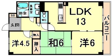 ドムール御願塚の間取り画像