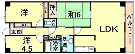 ルネ門戸南棟 南の間取り画像