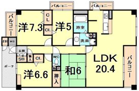 甲子園四番町パークハウスの間取り画像