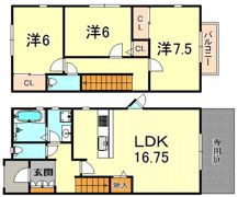 キャトルレーヴ芦屋の間取り画像