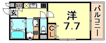 HCフラッツ三宮東の間取り画像