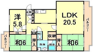 花園マンションの間取り画像