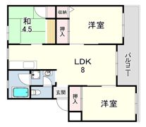 岩園サニーハイツA棟 Aの間取り画像