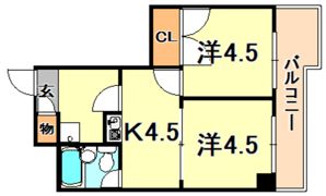 ライオンズマンション三宮東の間取り画像