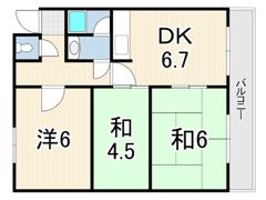 魚住コーポB棟の間取り画像
