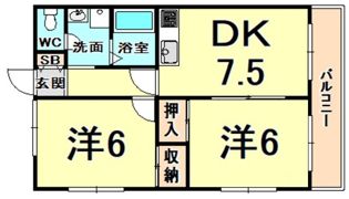 ヴィラ若草1の間取り画像