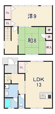 芦屋市三条南町テラスハウス西棟の間取り画像