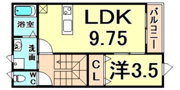 コーポラス若草EASTの間取り画像
