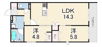 HEBEL MAISON 甲東園の間取り画像