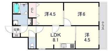 エルベコート東園田の間取り画像