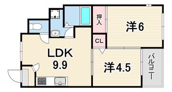 芦屋第一コーポラスの間取り画像