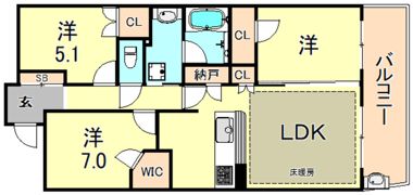 ライオンズ甲陽園グラングレイドの間取り画像