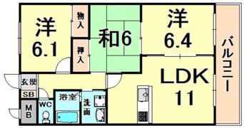 フローラルハイツ大道P2の間取り画像