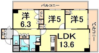 ローレルコート・クレヴィア尼崎駅前の間取り画像