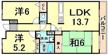 エスポワール園田の間取り画像