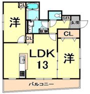 ハピネス甲東の間取り画像
