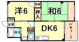 西甲子園ハイツの間取り画像