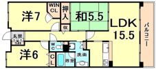 甲子園三番町ハイツの間取り画像