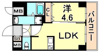 アドバンス三宮2ライズの間取り画像