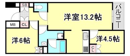 ワコーレ神戸山本通ベルヴェツィオの間取り画像