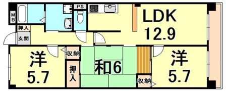 西宮エバーグリーンの間取り画像