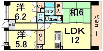 エンゼルハイツ東塚口の間取り画像