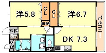 ラシュレ・ウエスト六甲の間取り画像