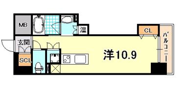レジディア神戸磯上の間取り画像