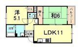 岡田山ハイツ A棟の間取り画像