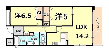 甲子園六石町ハイツの間取り画像