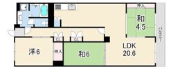 芦屋パレスハイツ南館の間取り画像