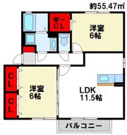 エテルノ ストラーダ塔原西Dの間取り画像