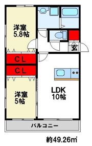 Casa朝倉街道IIの間取り画像